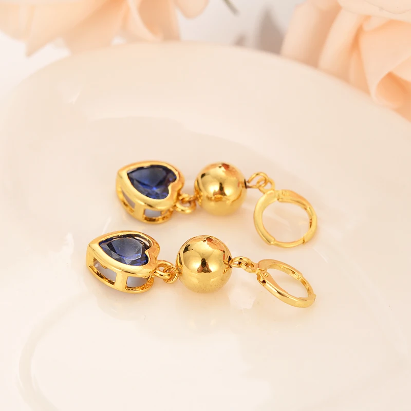 Gold Color Jewelry Fashion crystal cz stone heart Earrings Christmas Gift For Girls Kids Lady wedding bridal party PNG jewelry | Украшения