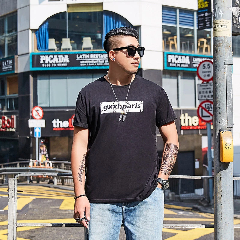 Мужские футболки с принтом GXXH большие размеры XXL 3XL 4XL 5XL 6XL 7XL лето 2019|Мужские