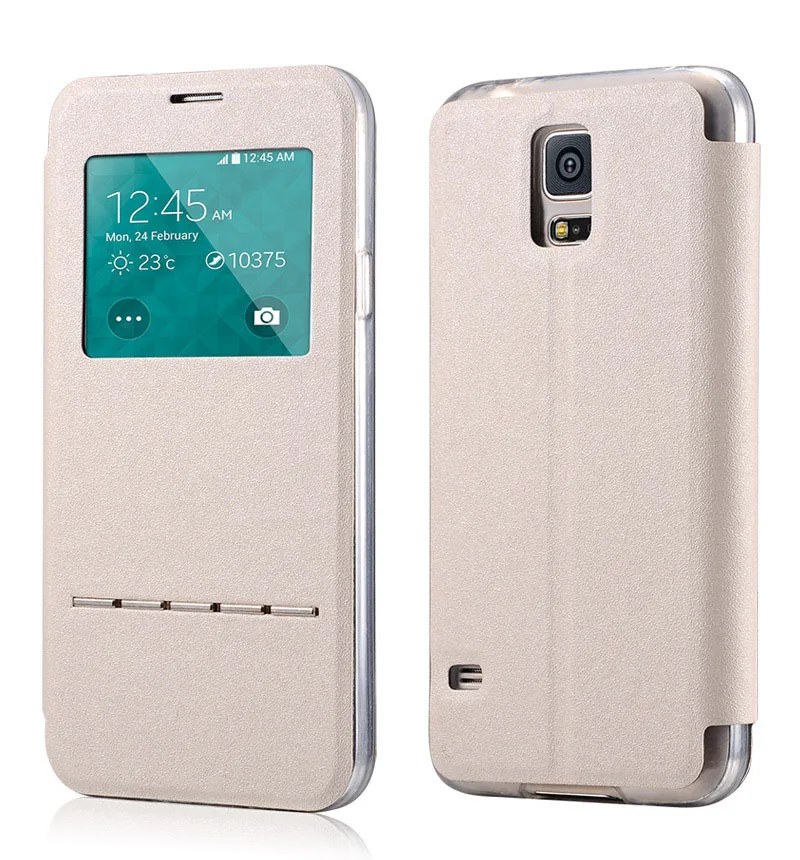 Скользнул ответ Флип кожаный чехол для samsung Galaxy S5 i9600 Neo окном View Корпус Coque крышка