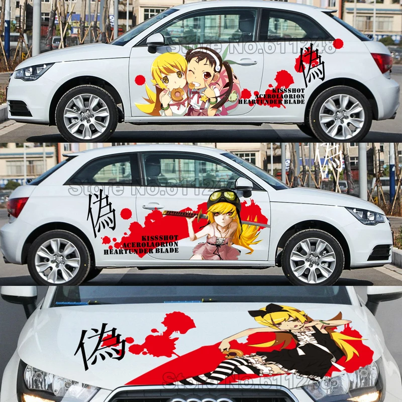 Car Styling Japanese Anime stickers Oshino Shinobu Vinyl Sticker Decals Auto Body Racing Decal ACGN Car Hood Paint Film