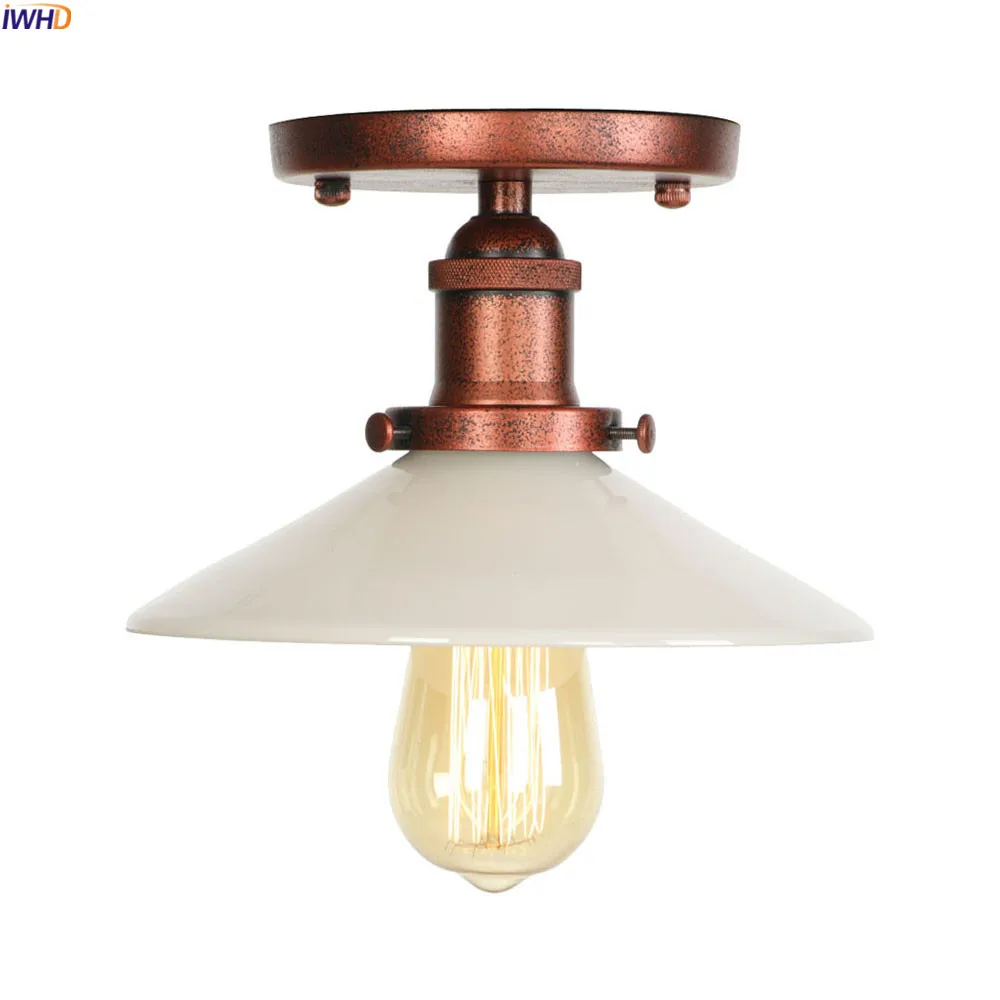 

IWHD Loft Industrial Decor LED Ceiling Lamp For Living Room Glass Edison Vintage Ceiling Light Fixtures Plafon Lamparas De Techo