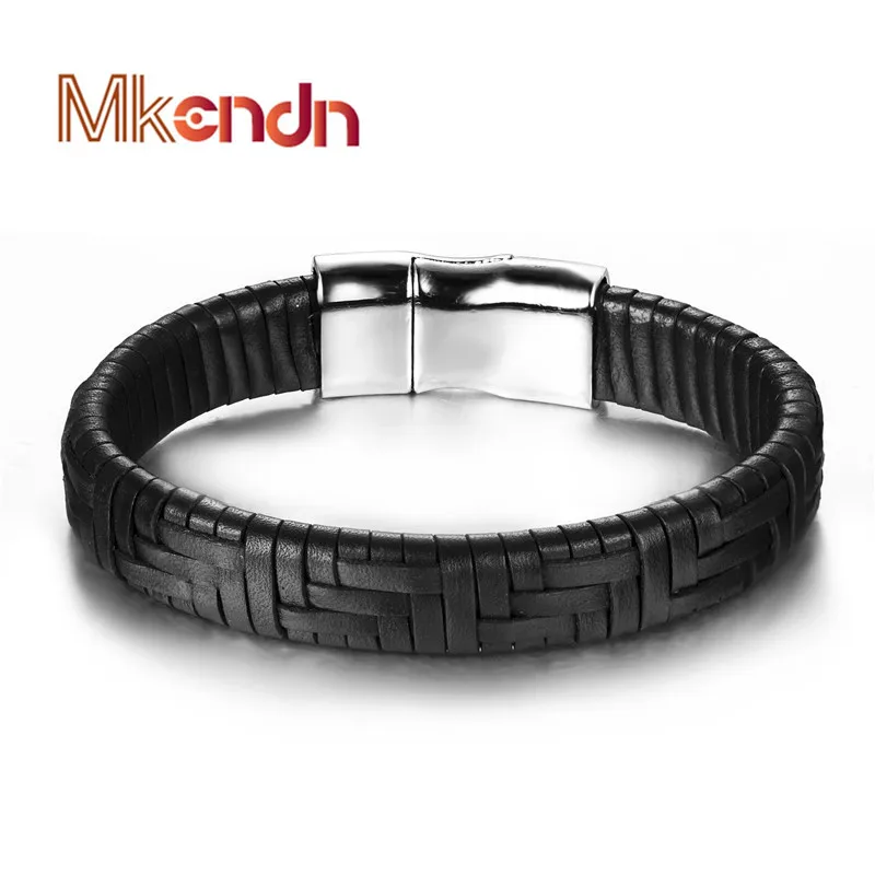 Мужской кожаный браслет винтажные браслеты из титановой стали опт 2016|bracelet male|steel