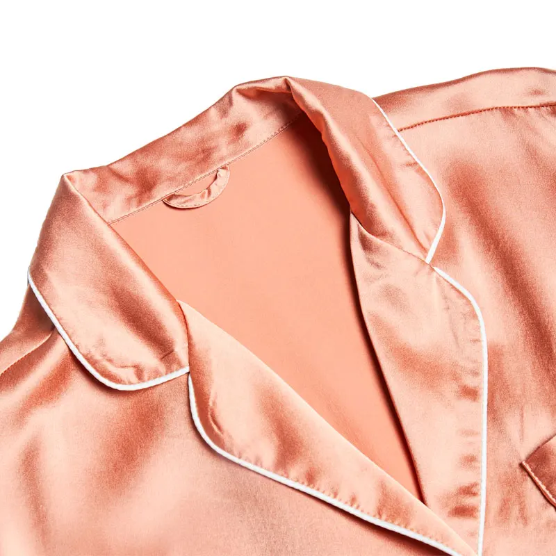 Women Pure Silk Pajamas Sleepwear Solid Two Pieces Blouse Pants Pyjamas Women Home Clothing Suits Real Silk Pyjamas For Adult
