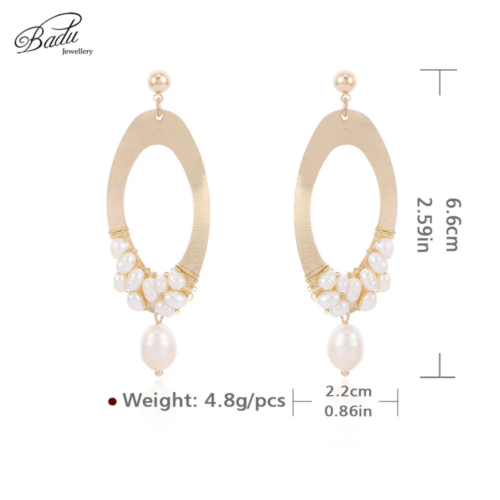 

Badu Baroque Freshwater Pearl Earrings for Women Gold Zinc Alloy Long Drop Dangle Earring Fashion Jewelry Wholesale