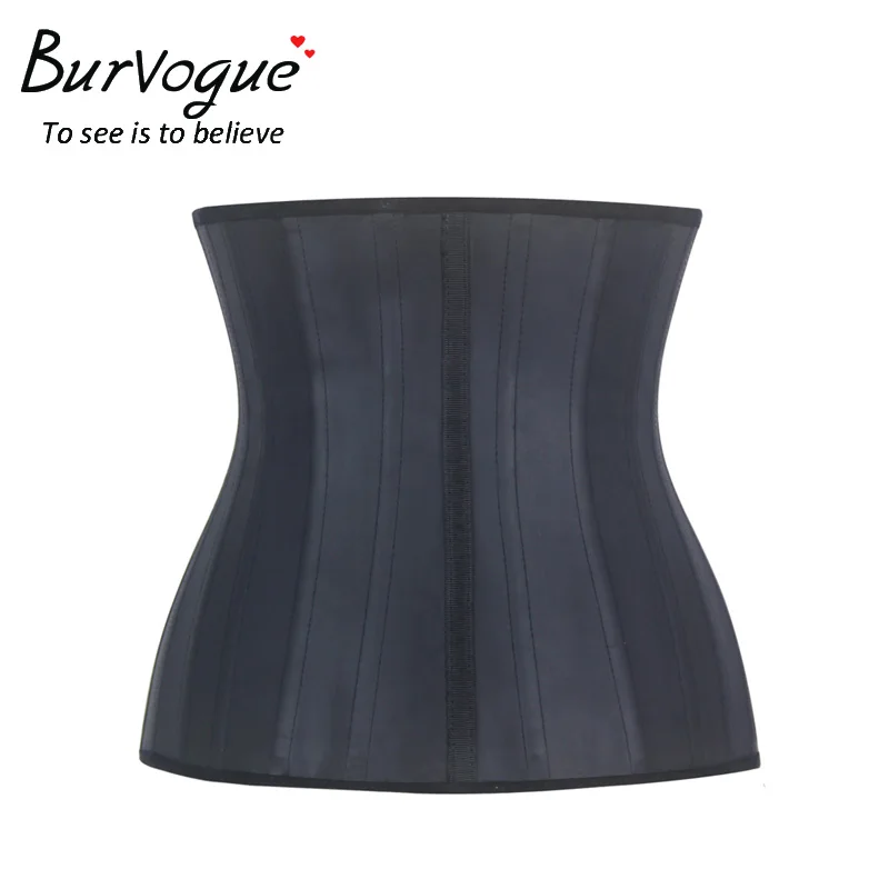 Женский корсет Burvogue черный и бюстье из латекса для похудения 25 стальных