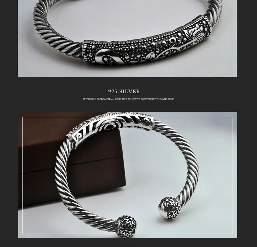 Браслет Настоящее серебро 925 пробы cкручивание плетение волос Twist weaving регулируемый браслет Рождественский подарок ювелирные изделия FB14