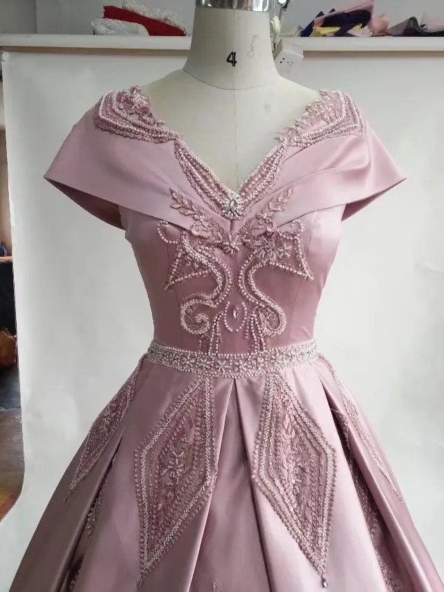 CloverBridal 2017 пыльный розовый вышитый бисером прямоугольный узор винтажные