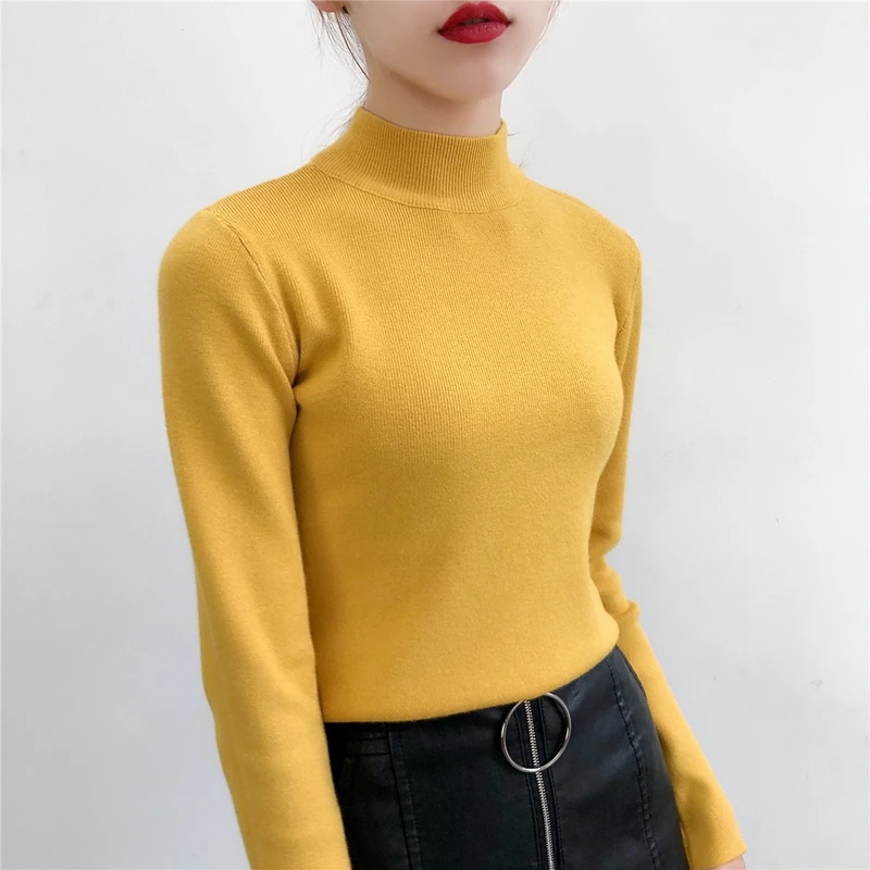 Для женщин рубашки водолазка супер мягкий! Половина кролика Core-пряжа кашемировый