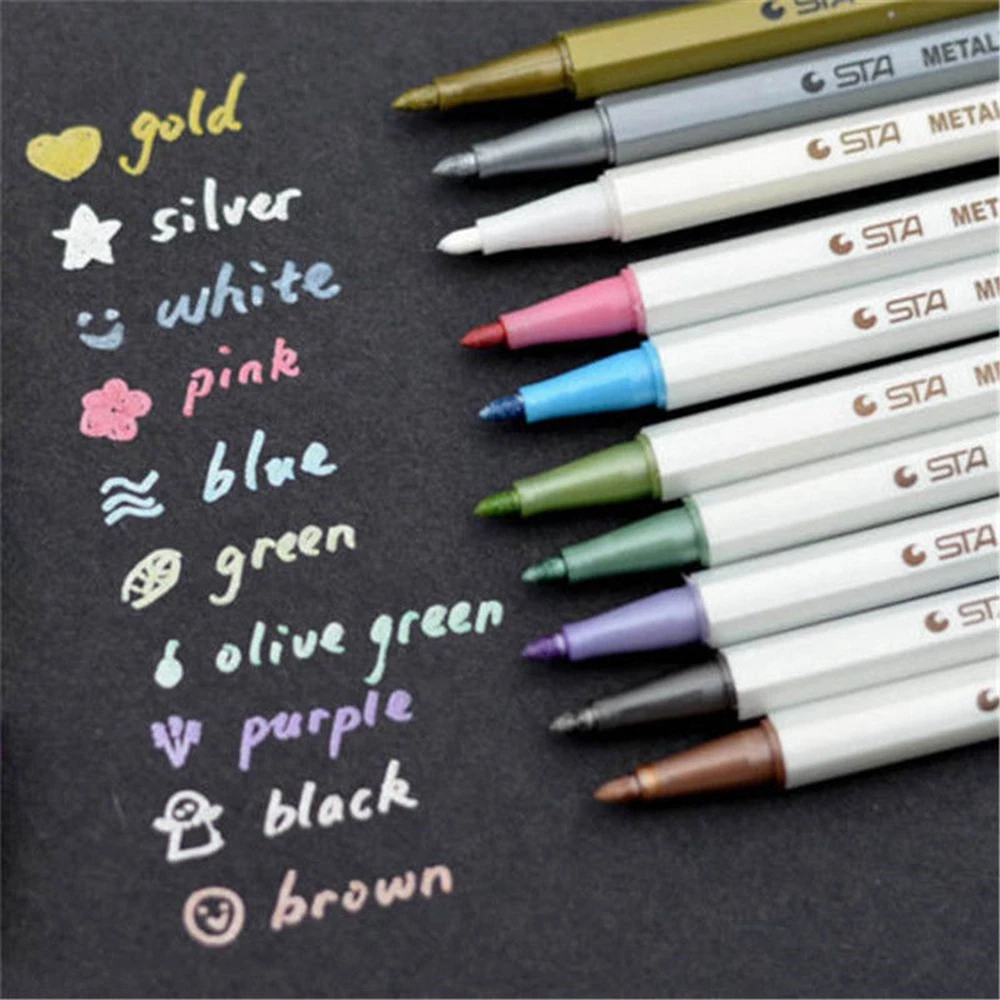 10x Metallic Pencil маркер альбом DAUBER Акварель маркером Водонепроницаемый hg4307x10