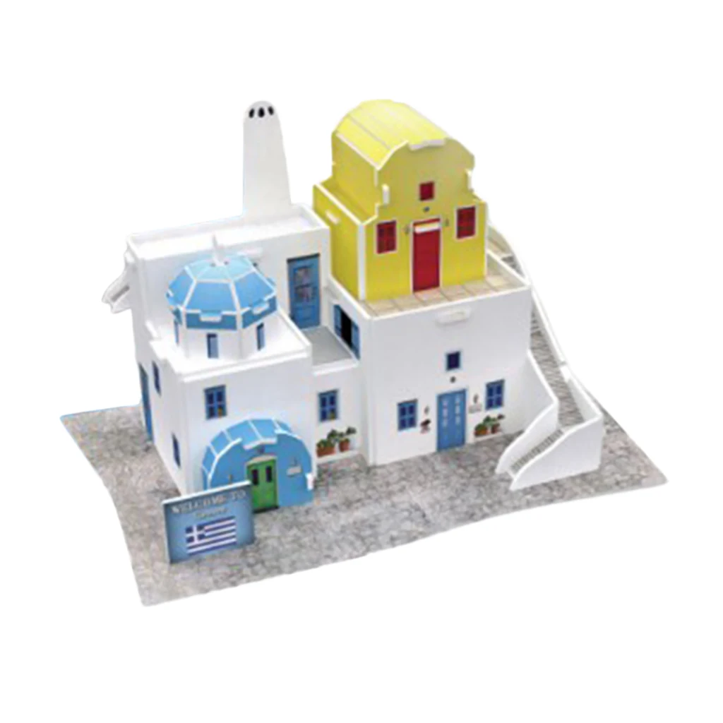 Miniatures Dollhouse Wooden Furniture Kit Handmade Crafts Beach Apartment Model 1/24 Scale Puzzle Doll House Toy Birthday Gift