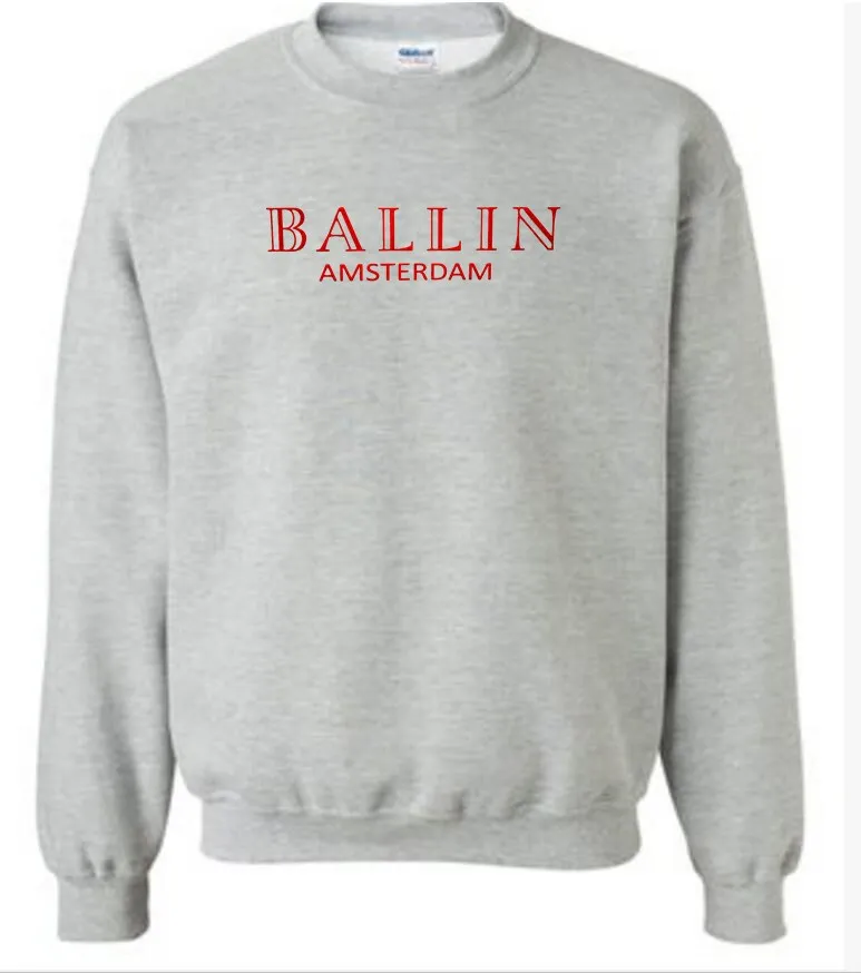 Мужские и женские толстовки с длинными рукавами Ballin свободные круглым вырезом из