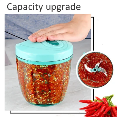 Multifunction Vegetable Chopper Cutter 850ML Food Processor Blender Garlic Fruit Twist Shredder Manual Grinder | Бытовая техника