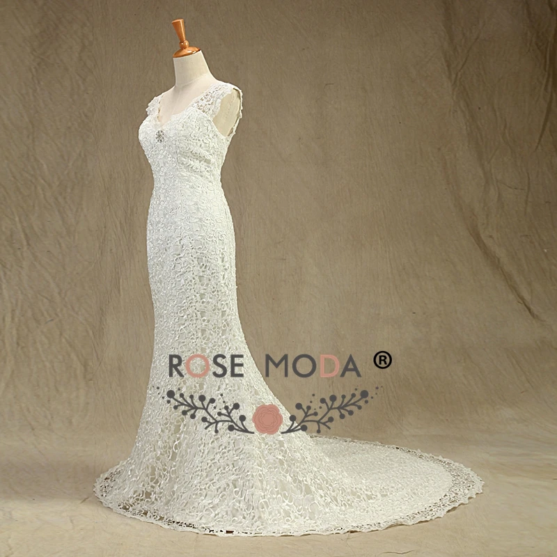 Кружевное свадебное платье с V образным вырезом и кристаллами|real photo|wedding dress