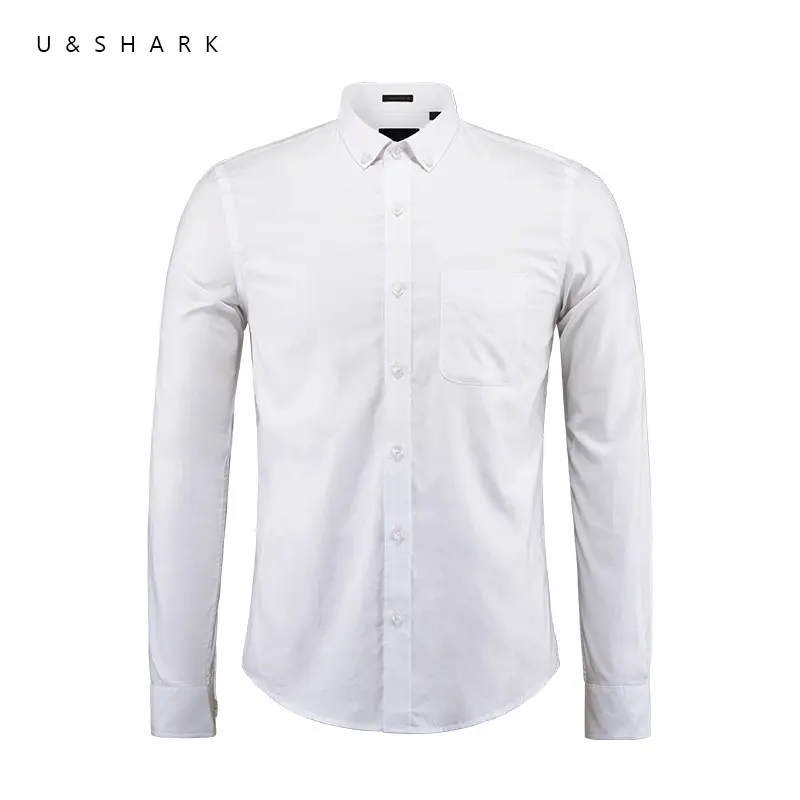 U &amp SHARK весна-осень 100% хлопок Оксфорд белая свадебная рубашка Мужская
