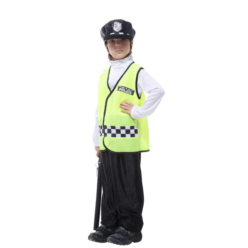 

M-XL Fantasia Boys Kids Traffic police Cosplay Disfraces Policeman Costume Halloween Costumes for Children Carnival party