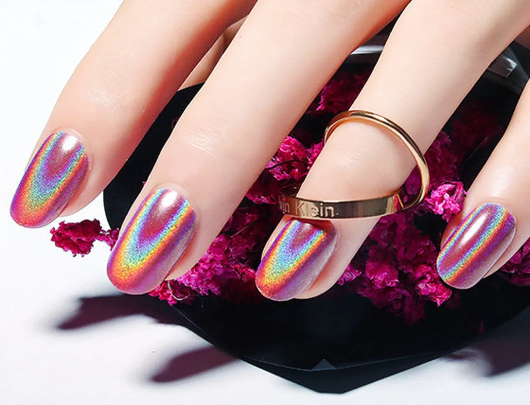 Holographic Laser Powder Rainbow Nail Art Chameleon Glitter Chrome Pigment Manicure Gel Polish Dust | Красота и здоровье