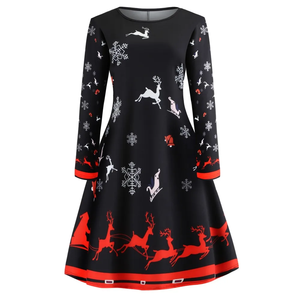 

winter dress party vestido navidad mujer robe noel femme hiver 2018 christmas dress women a line kerst jurk dames vintage dress