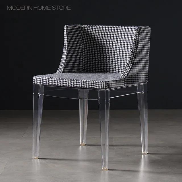 black white fabric Современный классический дизайн моды Лофт Красочные цветы ткань мягкая крышка мягкий прозрачный основание обеденный стул 1 шт - Цвет: black white fabric