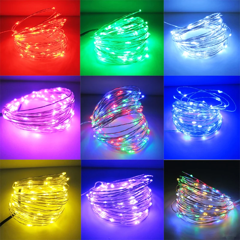10pcs/lot AA Battery Operated copper wire String Light Christmas starry Fairy LED Lights for Garland/Wedding Decoration 10M | Лампы и
