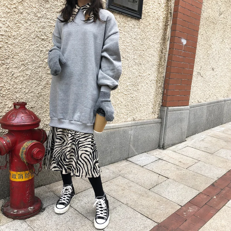 women's clothing 2019 new arrival women spring autumn fake two pieces ruffles patchwork dresses ladies loose sweaters dress | Женская