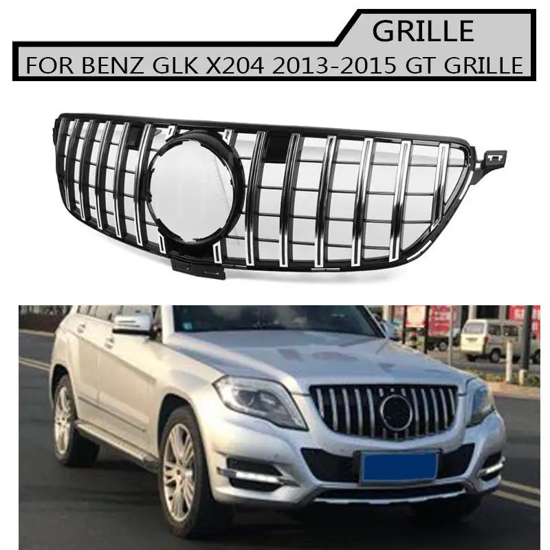X204 решетка Серебристая эмблема переднего бампера gt gtr гриль для benz x204 glk 2013