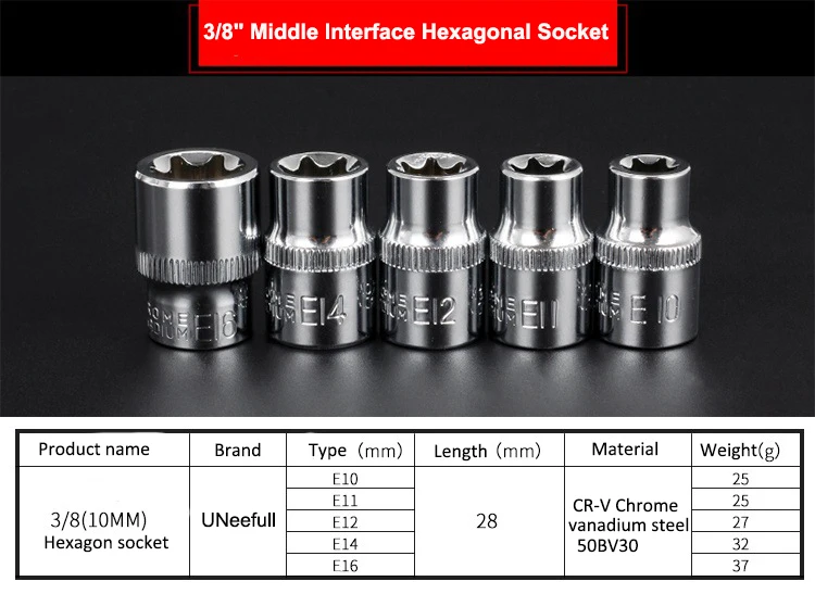 1 шт. 1/2 &quot 3/8&quot 1/4 &quotE Тип цветок шестигранный ключ дюймовый стандарт розетки Torx