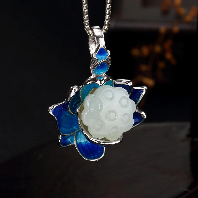 Женские Подвески с эмалировкой lotus cloisonne из чистого серебра 925 пробы натуральным