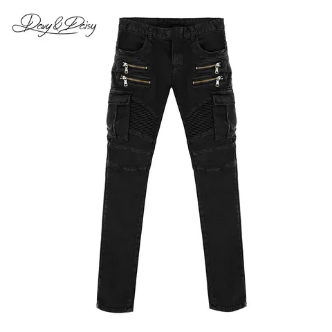 DAVYDAISY высокое качество мужские джинсы, стойкий Цвет: армейский зеленый, черный прямой тертые хлопковые повседневные Брендовые джинсовые штаны на молнии для мужчин обтягивающие джинсы DT-070