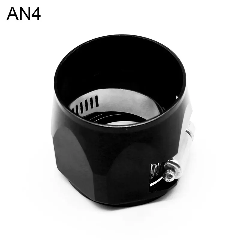 AN4 BLACK Car Accessories Oil Fuel Hose Clamp Hex Finishers Aluminum Hose End Fitting Oil Water Pipe Adapter AN4 AN6 AN8 - Цвет: AN4 BLACK