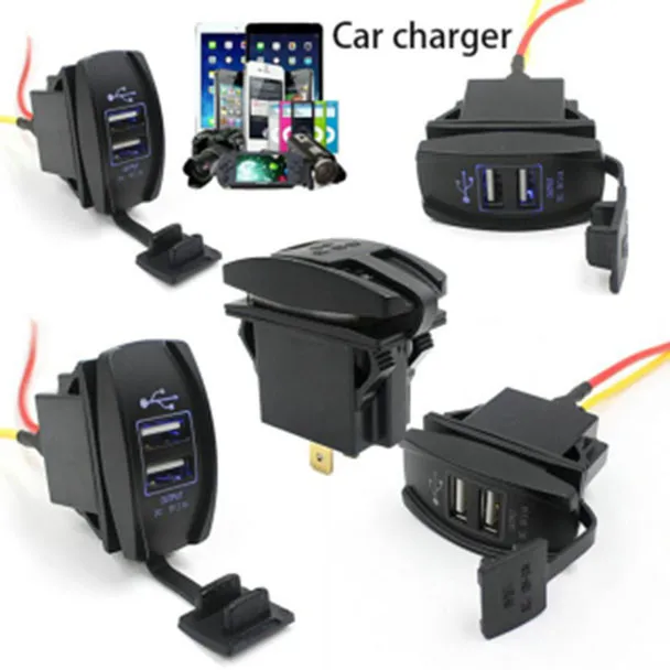 Черный Автомобильный адаптер 12V 24V Авто Лодка аксессуары Dual USB Зарядное устройство Мощность адаптер светодиодная розетка дропшиппинг мода авто аксессуары - Название цвета: Черный