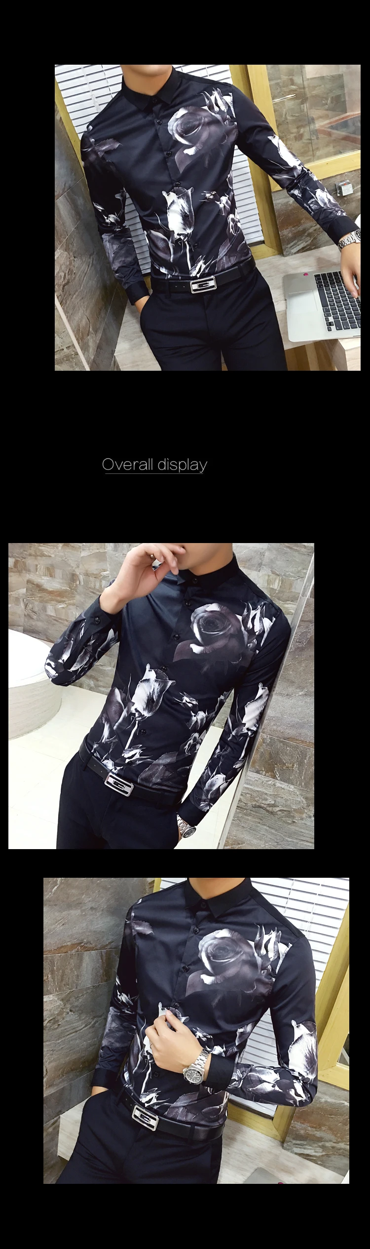 6XL, 19 цветов, модная повседневная приталенная Мужская рубашка с длинным рукавом и принтом из бутика/Высококачественная Мужская Клубная рубашка на выпускной