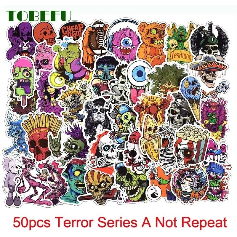 50 шт. Terror серия Наклейка Граффити скелет темная смешная наклейка s для DIY на