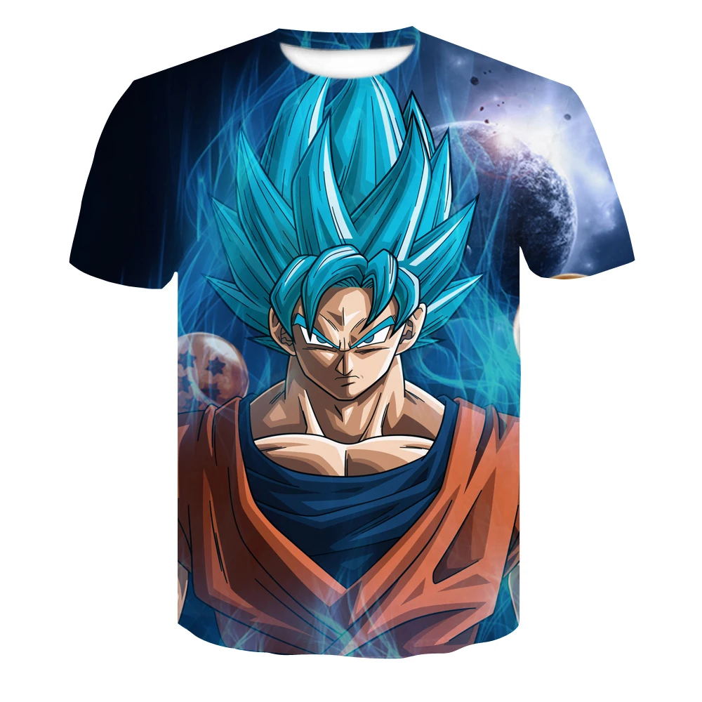 Мужская 3D футболка Dragon Ball Z Ультра инстинкт Гоку Супер Саян бог синий Вегета принт мультфильм летний топ футболка 4XL