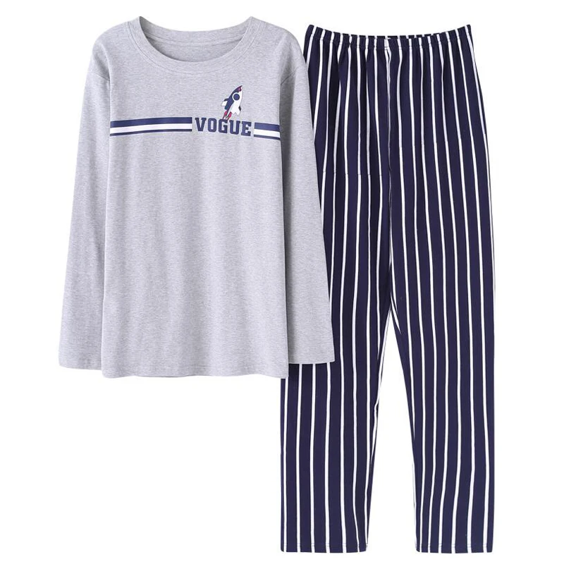 2 шт. мужские пижамы хлопковые осенне зимние пижамные комплекты с длинным рукавом