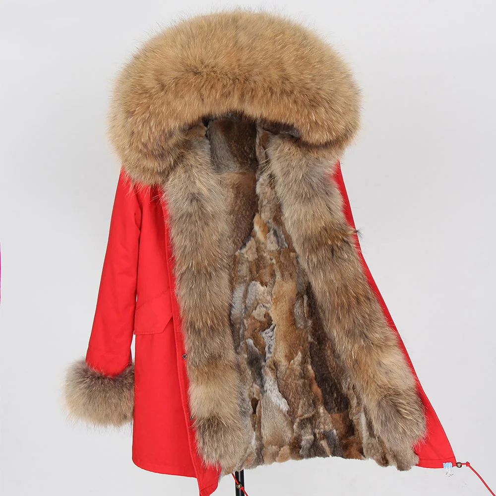 Женское пальто с мехом енота OFTBUY длинная парка воротником из натурального меха