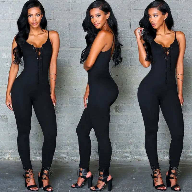 Sexy Halter bodysuit Women elegant Skinny 2017 black jumpsuit romper body overalls playsuit Size S-XL | Женская одежда