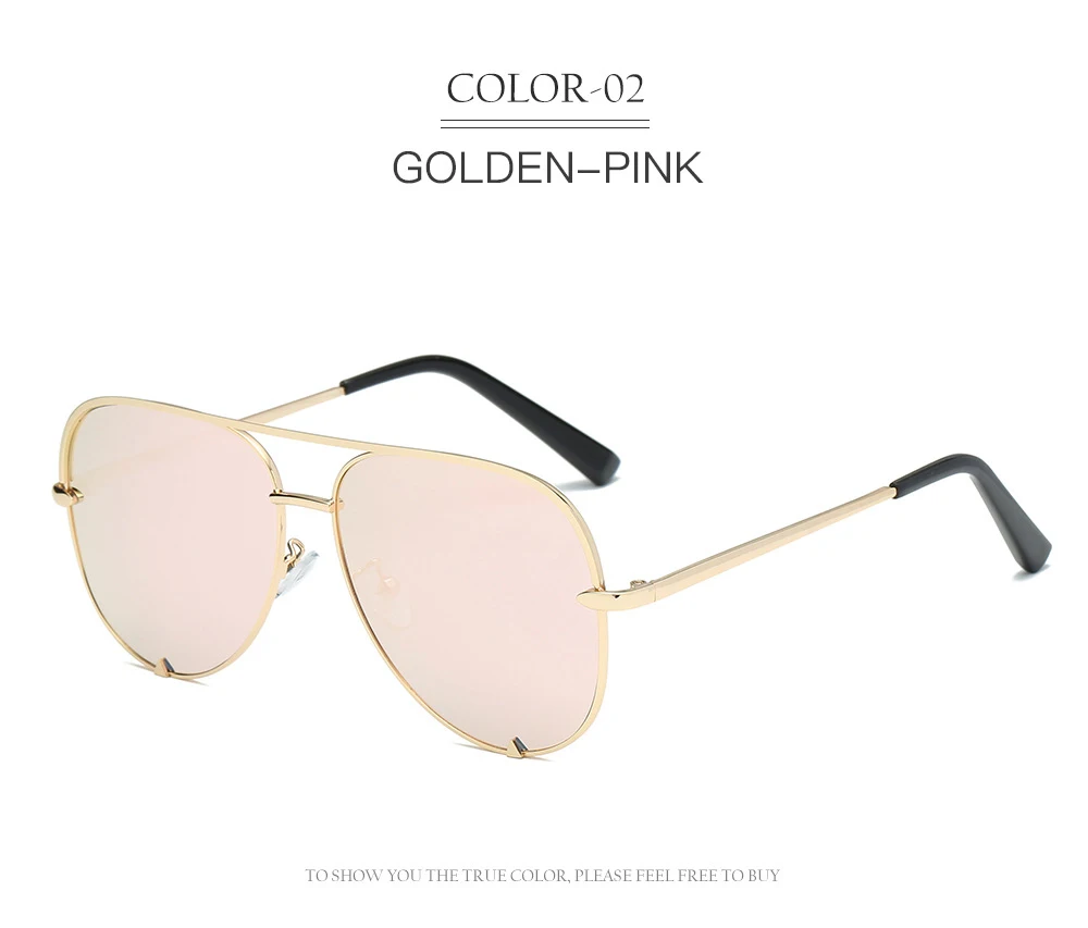 C2 rose pink WHO CUTIE UV400 негабаритных авиационных солнцезащитных очков для женщин, фирменный дизайн, винтажные розовые зеркальные солнцезащитные очки с плоским верхом OM806 - Цвет линз: C2 rose pink