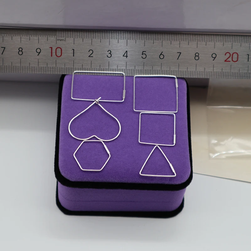 Большие многоугольные серьги кольца из стерлингового серебра 925 пробы для женщин