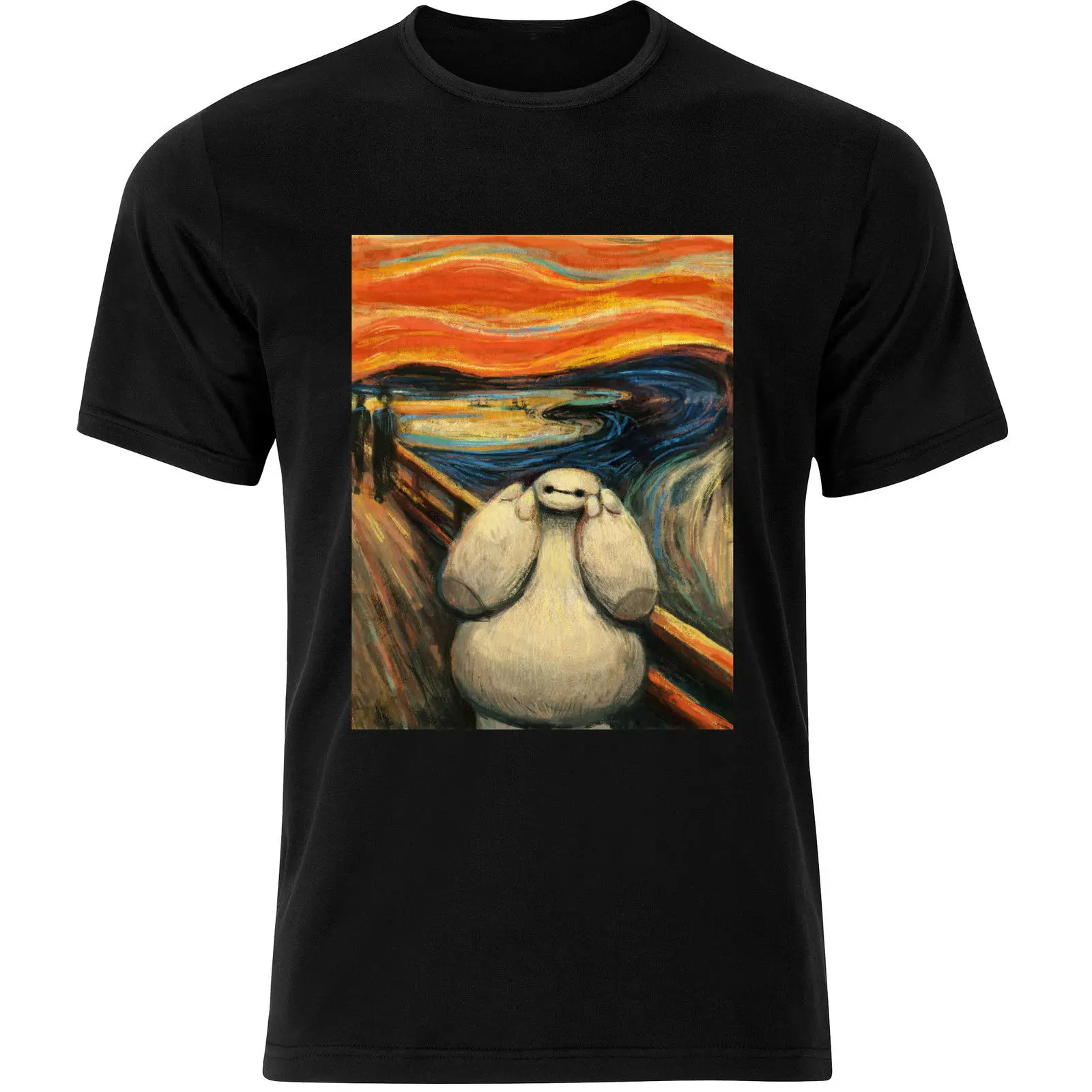 Мужская футболка с коротким рукавом Baymax Big hero 6 The Scream Banksy Art Parody AA39 бесплатная