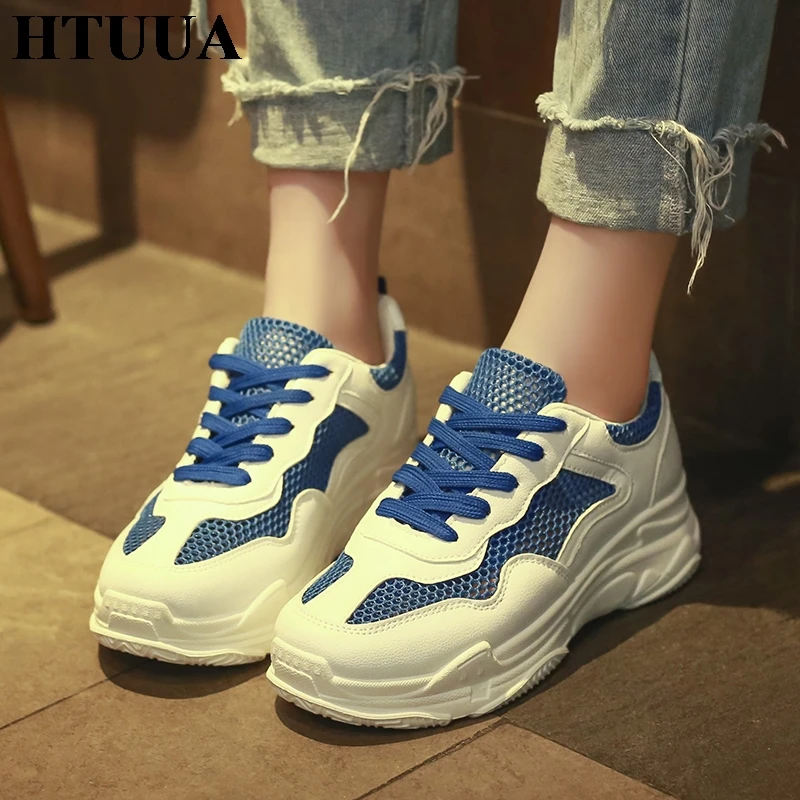 HTUUA/Коллекция 2019 года Дизайнерские кроссовки на платформе женская