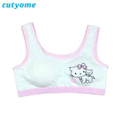 Cutyome/маленькие бюстгальтеры для девочек-подростков, хлопковый Съемный мягкий тонкий спортивный бюстгальтер для детей, комфортное детское нижнее белье для девушек - Цвет: Pink Girls Bra