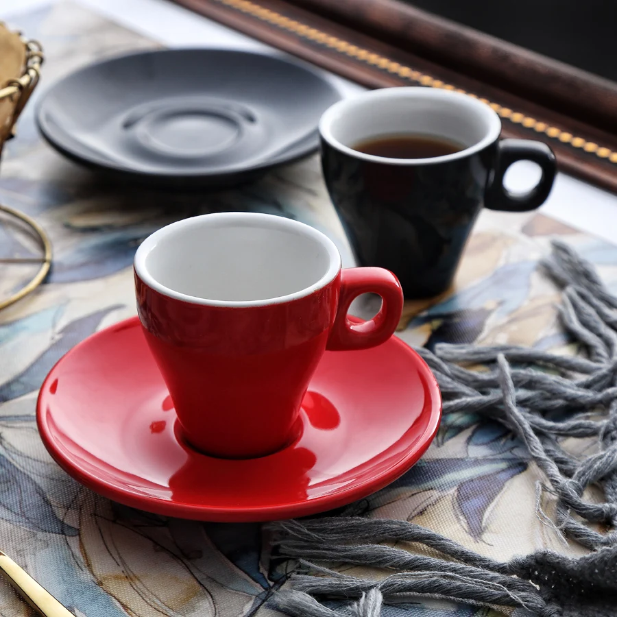 MUZITY Ceramic Cup And Saucer Black Coffee Set Porcelain 90ml Tea Drinkware | Дом и сад