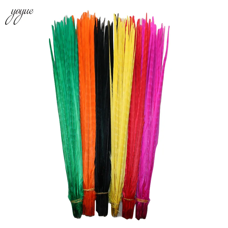 Plumas de cola de fais&aacute;n para decoraci&oacute;n de boda, plumas naturales para manualidades, 55-60CM, 22-24 pulgadas, venta al por mayor, 100 unids/lote-0