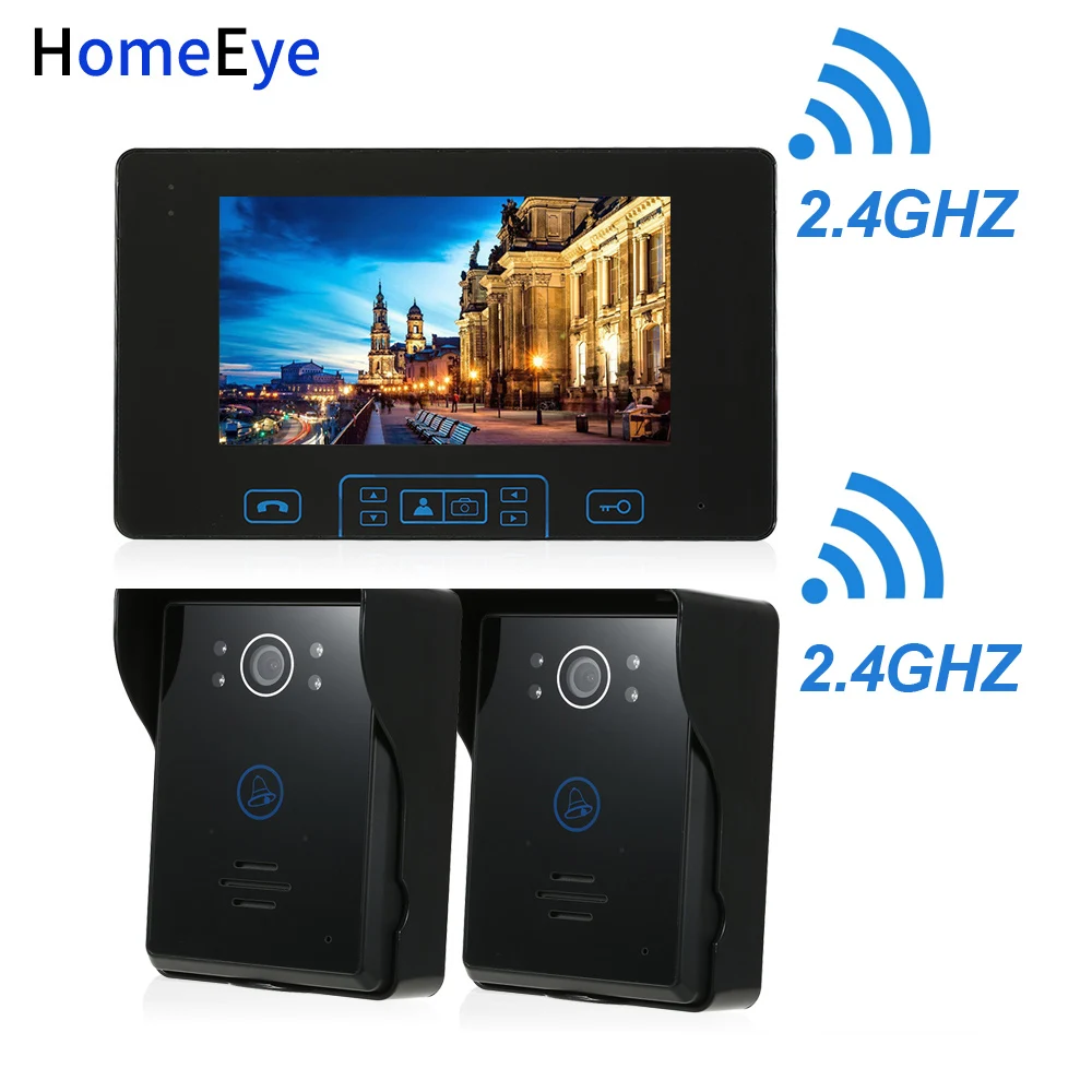 HomeEye 2,4 ГГц цифровой беспроводной видео дверной звонок Домофон Система доступа встроенный аккумулятор " TFT lcd сенсорный ключ непромокаемый