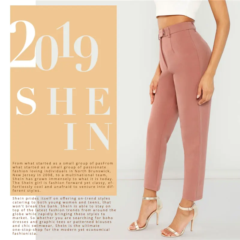SHEIN Стильные Однотонные Брюки, Укороченные Женские Брюки, Летние Офисные Брюки