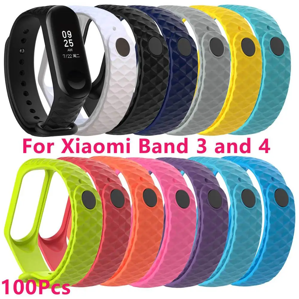 100 шт./компл. Браслет Для Xiaomi Band 3 4 силиконовый браслет Xaiomi Xiami Xaomi Xaiomy Smartband оптовая