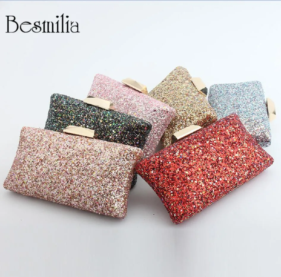 New arrival shiny Sequins clutch evening bag handbag for women party with chain shoulder crossbody wedding mini purse | Багаж и сумки