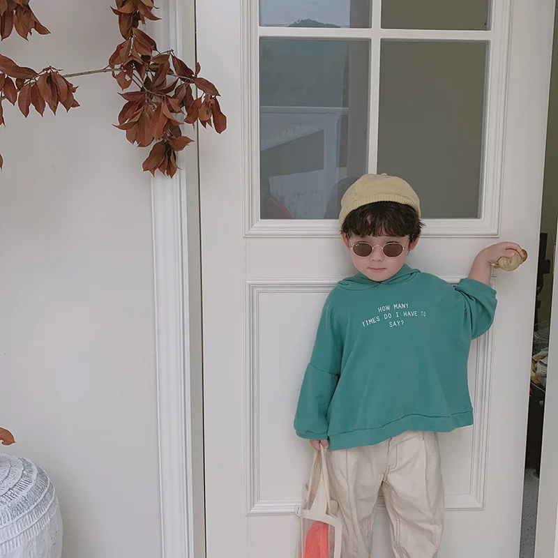 Весна Осень 2019 года повседневные толстовки с буквенным принтом для мальчиков
