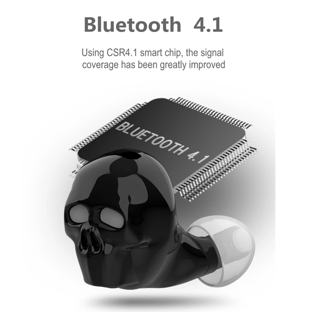 Новый Череп кости Bluetooth наушники с микрофоном шумоподавление Hi Fi Handsfree бас стерео