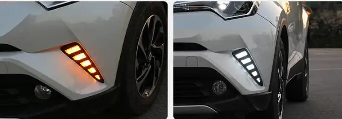 Для Toyota C-HR CHR желтый указатель поворота стиль реле Водонепроницаемый ABS автомобиль DRL Светодиодный дневной ходовой светильник Дневной светильник противотуманная фара